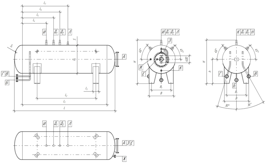 Чертеж резервуара для СУГ 25 м